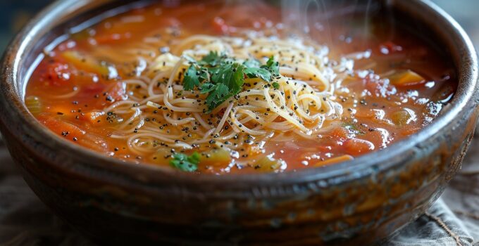 Recette délicieuse : la soupe tomate vermicelles à la nigelle